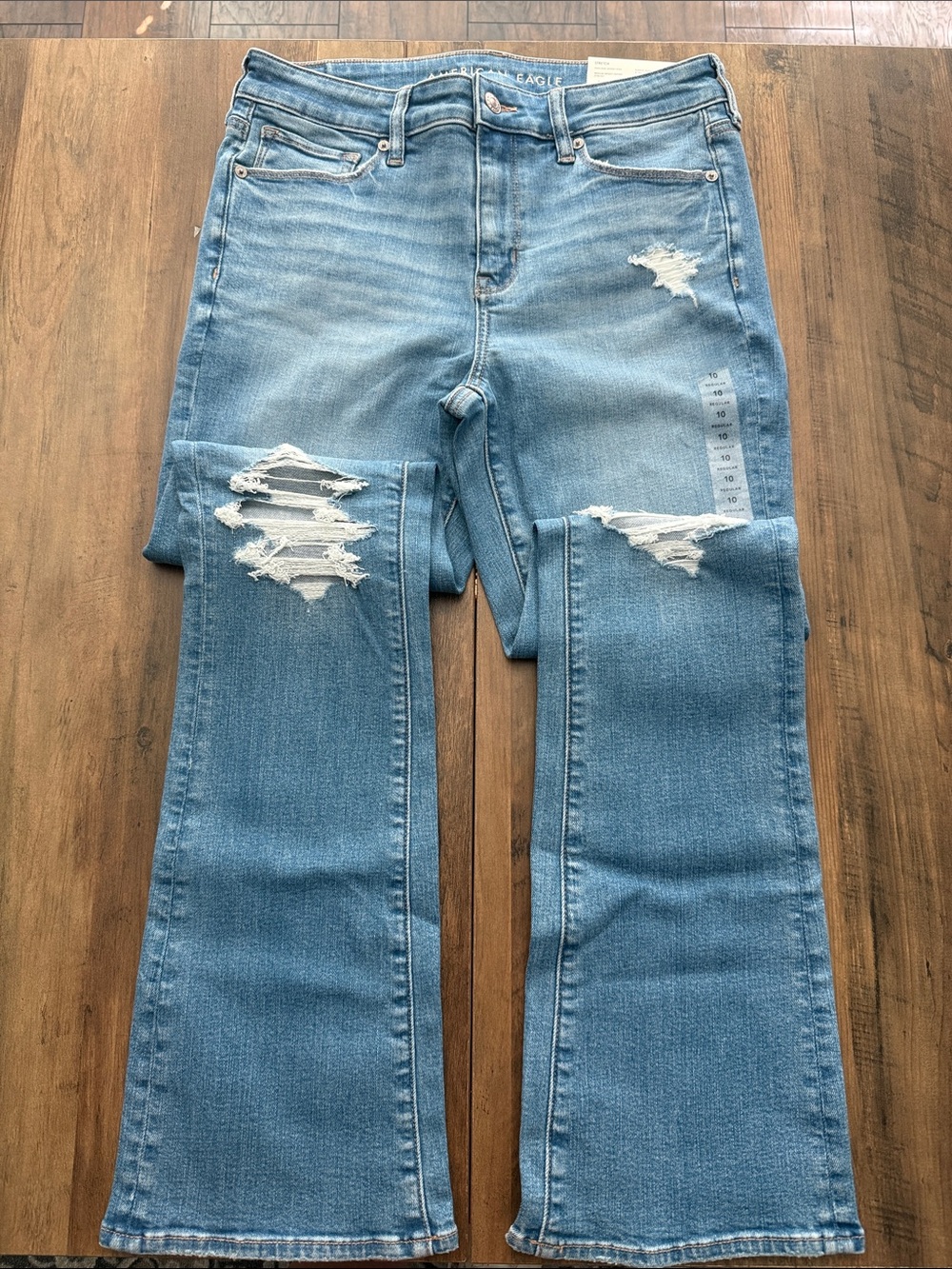 American Eagle Outfitters Light Blue Distressed Flare Jeans - Women's